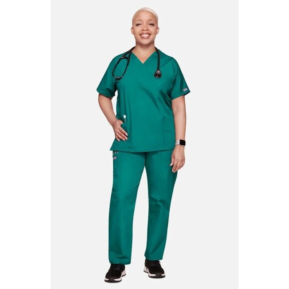 Cherokee Workwear Green Women Plus Size VNeck Scrub 5XL Multi Pocket Set Medical - Picture 1 of 8